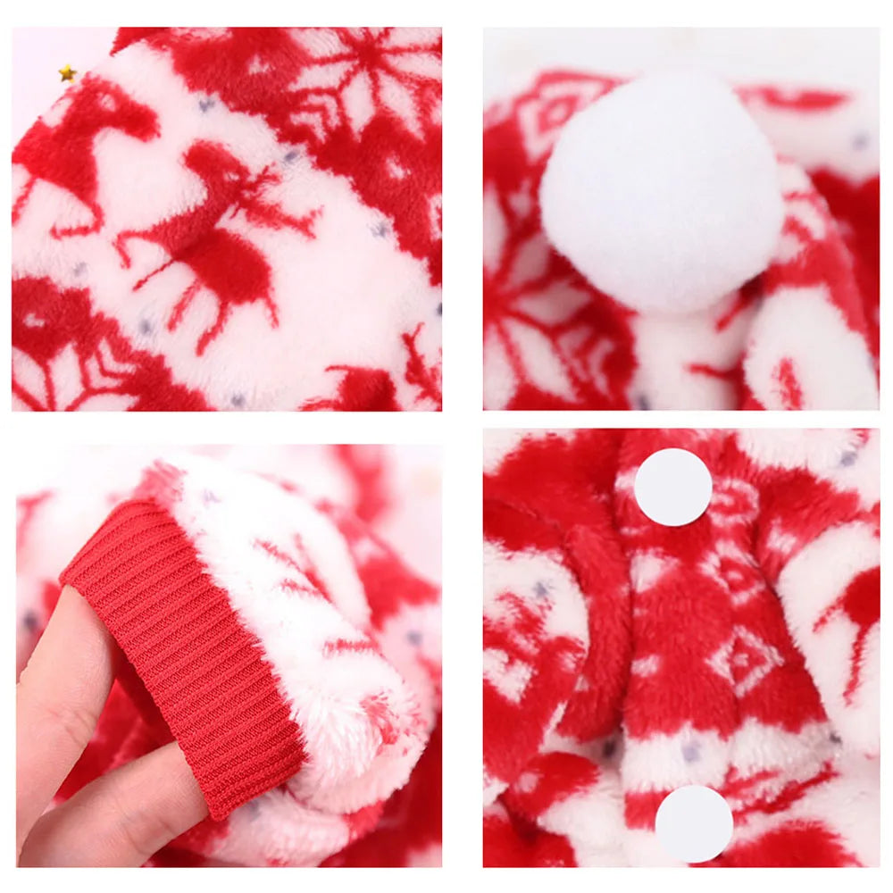 Christmas Dog Hoodies Holiday Puppy Costume Winter Pet Clothes Warm Plush Xmas Santa Elk Sweater Coat for Small Dog Cat Clothing