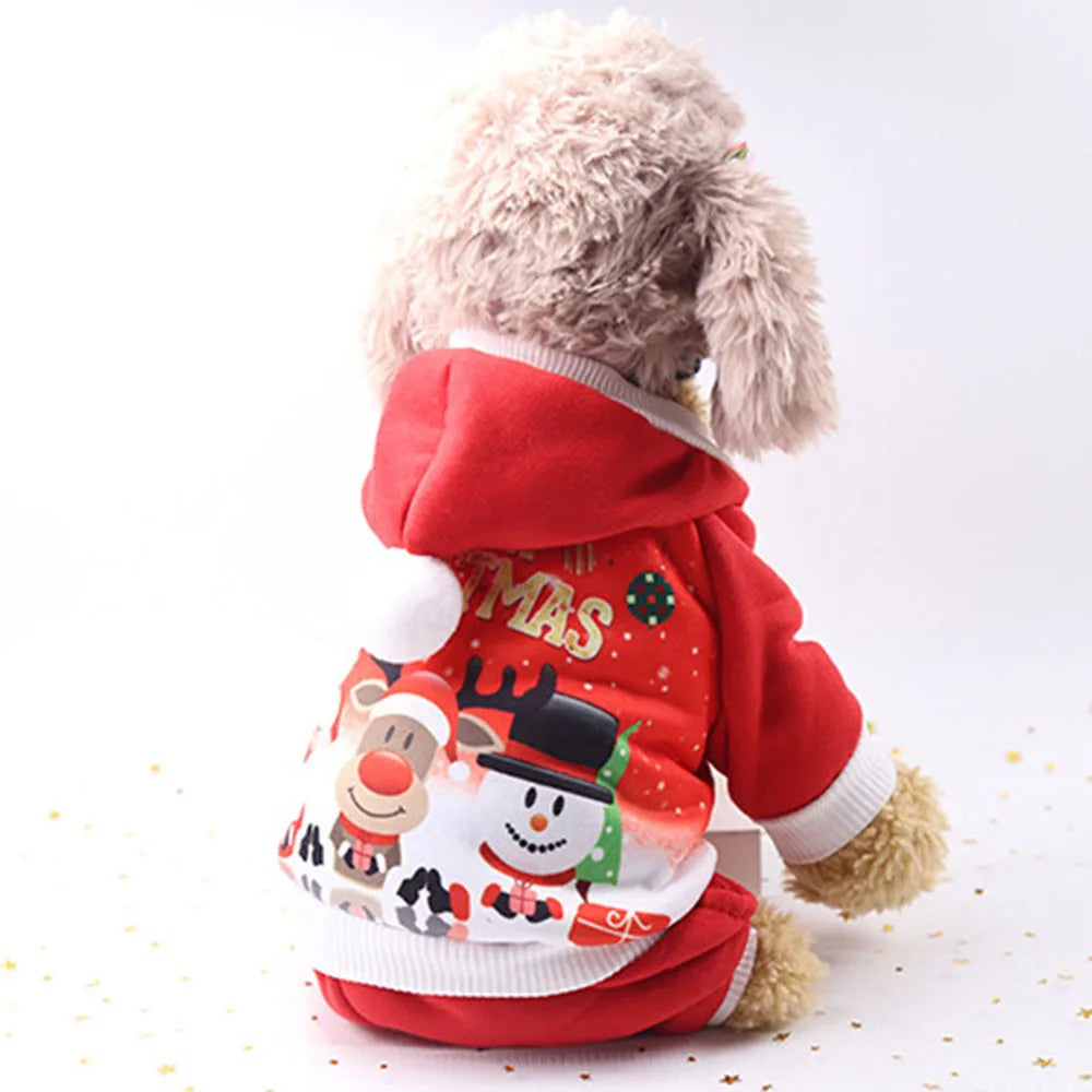Christmas Dog Hoodies Holiday Puppy Costume Winter Pet Clothes Warm Plush Xmas Santa Elk Sweater Coat for Small Dog Cat Clothing