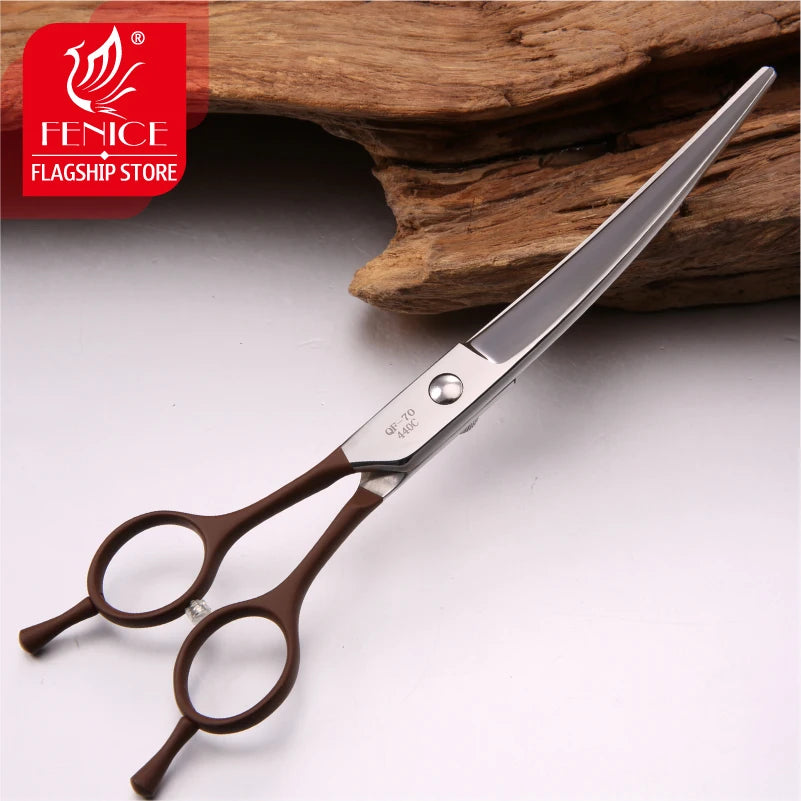 High quality professional pet grooming scissors left-handed JP440C non-slip handle beauty and comfort curved size 7.0inch