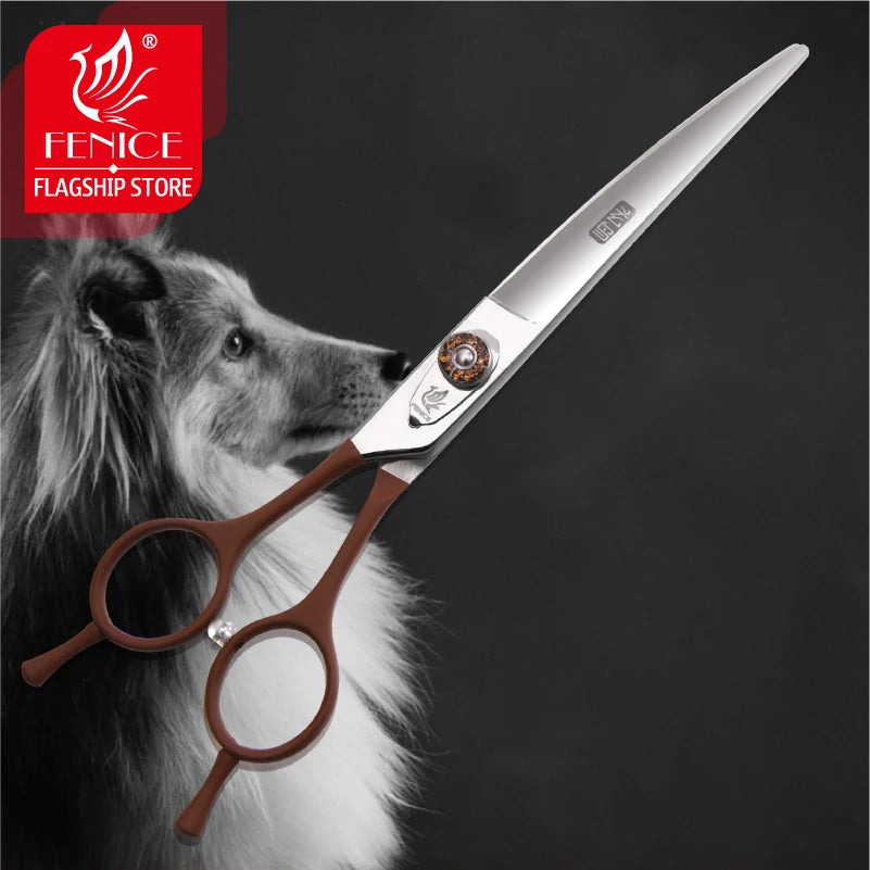 High quality professional pet grooming scissors left-handed JP440C non-slip handle beauty and comfort curved size 7.0inch