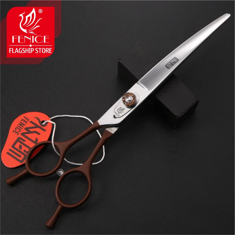 High quality professional pet grooming scissors left-handed JP440C non-slip handle beauty and comfort curved size 7.0inch