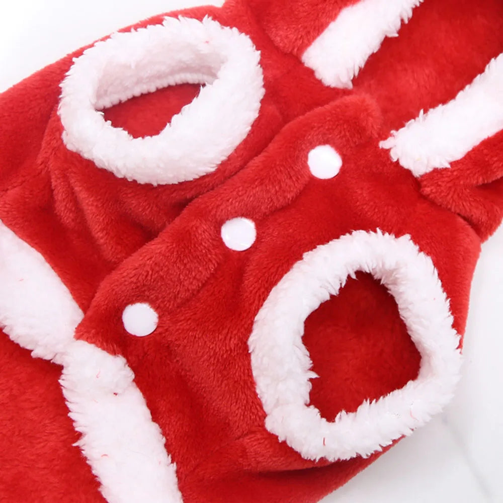 Christmas Dog Hoodies Holiday Puppy Costume Winter Pet Clothes Warm Plush Xmas Santa Elk Sweater Coat for Small Dog Cat Clothing