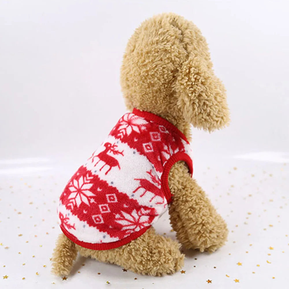 Christmas Dog Hoodies Holiday Puppy Costume Winter Pet Clothes Warm Plush Xmas Santa Elk Sweater Coat for Small Dog Cat Clothing