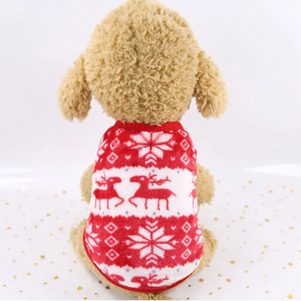 Christmas Dog Hoodies Holiday Puppy Costume Winter Pet Clothes Warm Plush Xmas Santa Elk Sweater Coat for Small Dog Cat Clothing