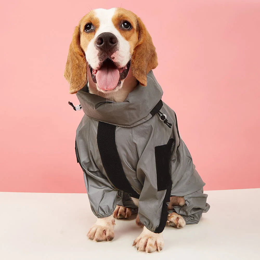 Outdoor Sunproof Dog Clothes Reflective Dog Raincoat Waterproof Windproof Dog Jacket Pet Adjustable Overall Coat Cat Clothing