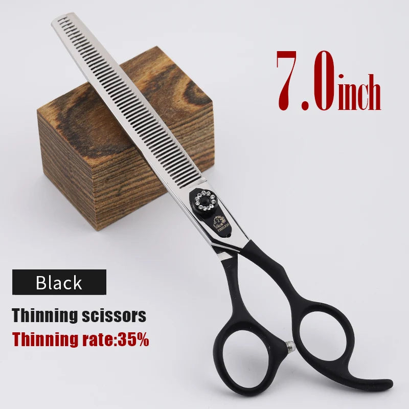FIRELION 7.0/7.5 Inch 440c Steel Professional Dog Cutting Thinning Curved Scissors Animals Pet Grooming Scissors for Dogs