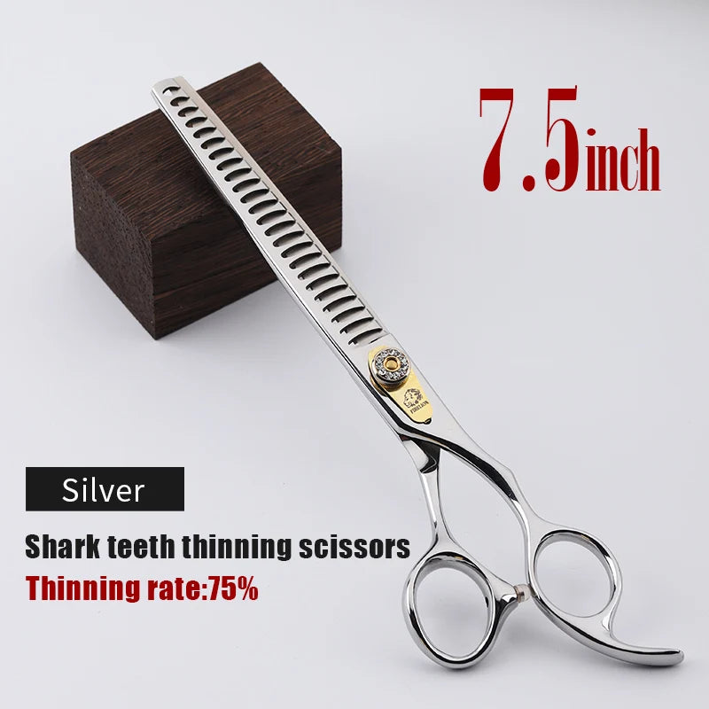 FIRELION 7.0/7.5 Inch 440c Steel Professional Dog Cutting Thinning Curved Scissors Animals Pet Grooming Scissors for Dogs