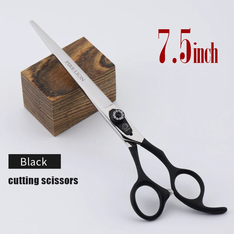 FIRELION 7.0/7.5 Inch 440c Steel Professional Dog Cutting Thinning Curved Scissors Animals Pet Grooming Scissors for Dogs