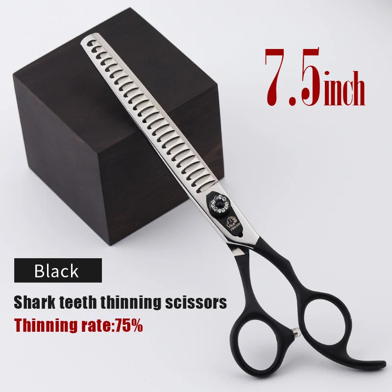 FIRELION 7.0/7.5 Inch 440c Steel Professional Dog Cutting Thinning Curved Scissors Animals Pet Grooming Scissors for Dogs