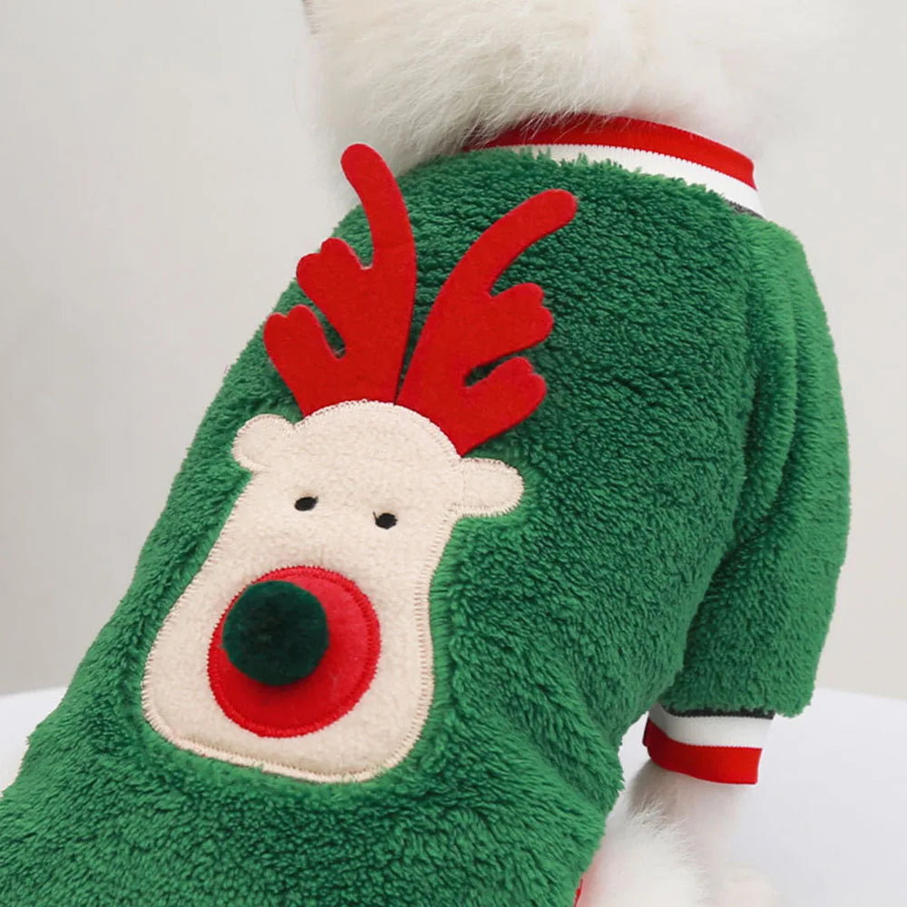 Christmas Dog Hoodies Holiday Puppy Costume Winter Pet Clothes Warm Plush Xmas Santa Elk Sweater Coat for Small Dog Cat Clothing