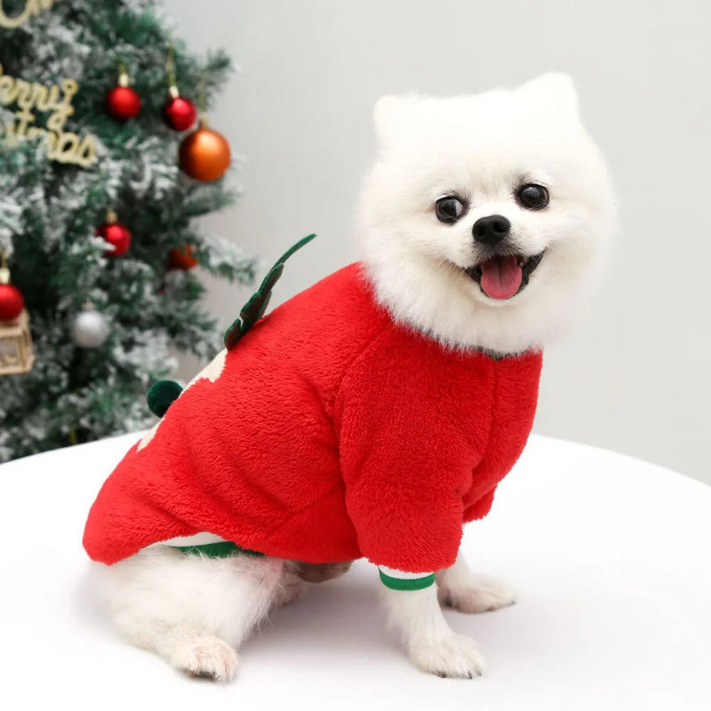 Christmas Dog Hoodies Holiday Puppy Costume Winter Pet Clothes Warm Plush Xmas Santa Elk Sweater Coat for Small Dog Cat Clothing