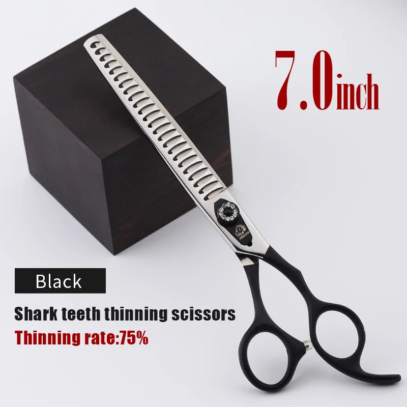 FIRELION 7.0/7.5 Inch 440c Steel Professional Dog Cutting Thinning Curved Scissors Animals Pet Grooming Scissors for Dogs