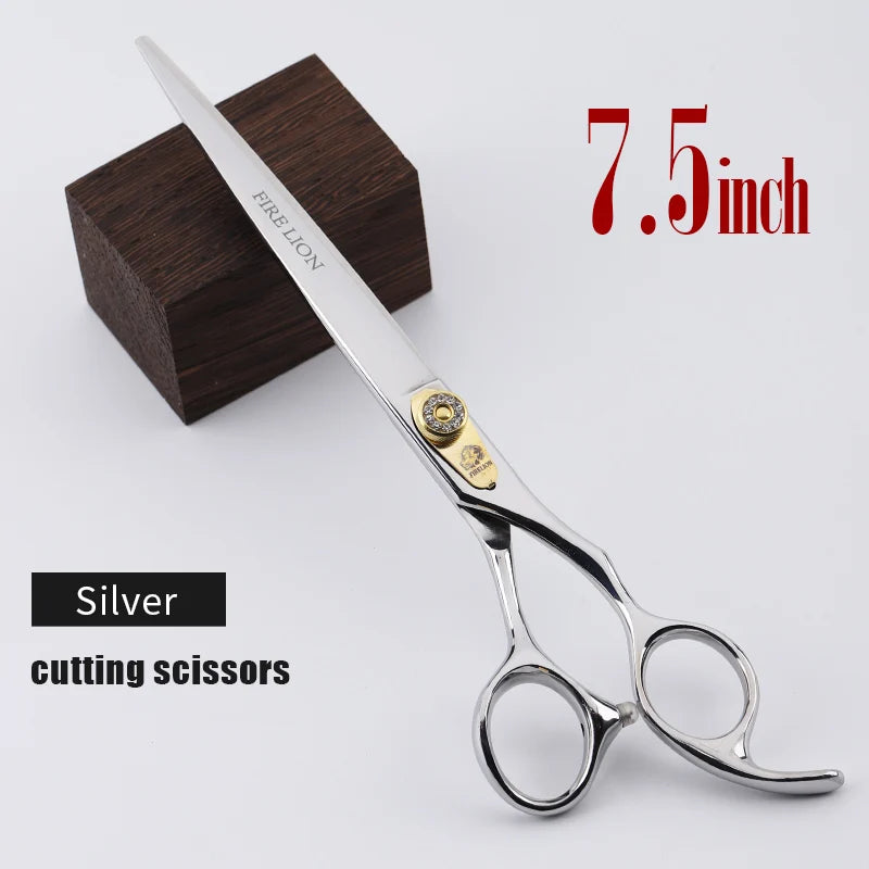 FIRELION 7.0/7.5 Inch 440c Steel Professional Dog Cutting Thinning Curved Scissors Animals Pet Grooming Scissors for Dogs