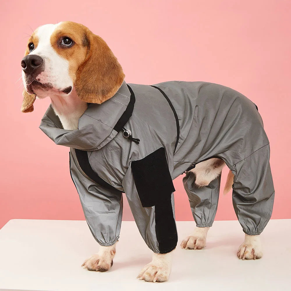 Outdoor Sunproof Dog Clothes Reflective Dog Raincoat Waterproof Windproof Dog Jacket Pet Adjustable Overall Coat Cat Clothing
