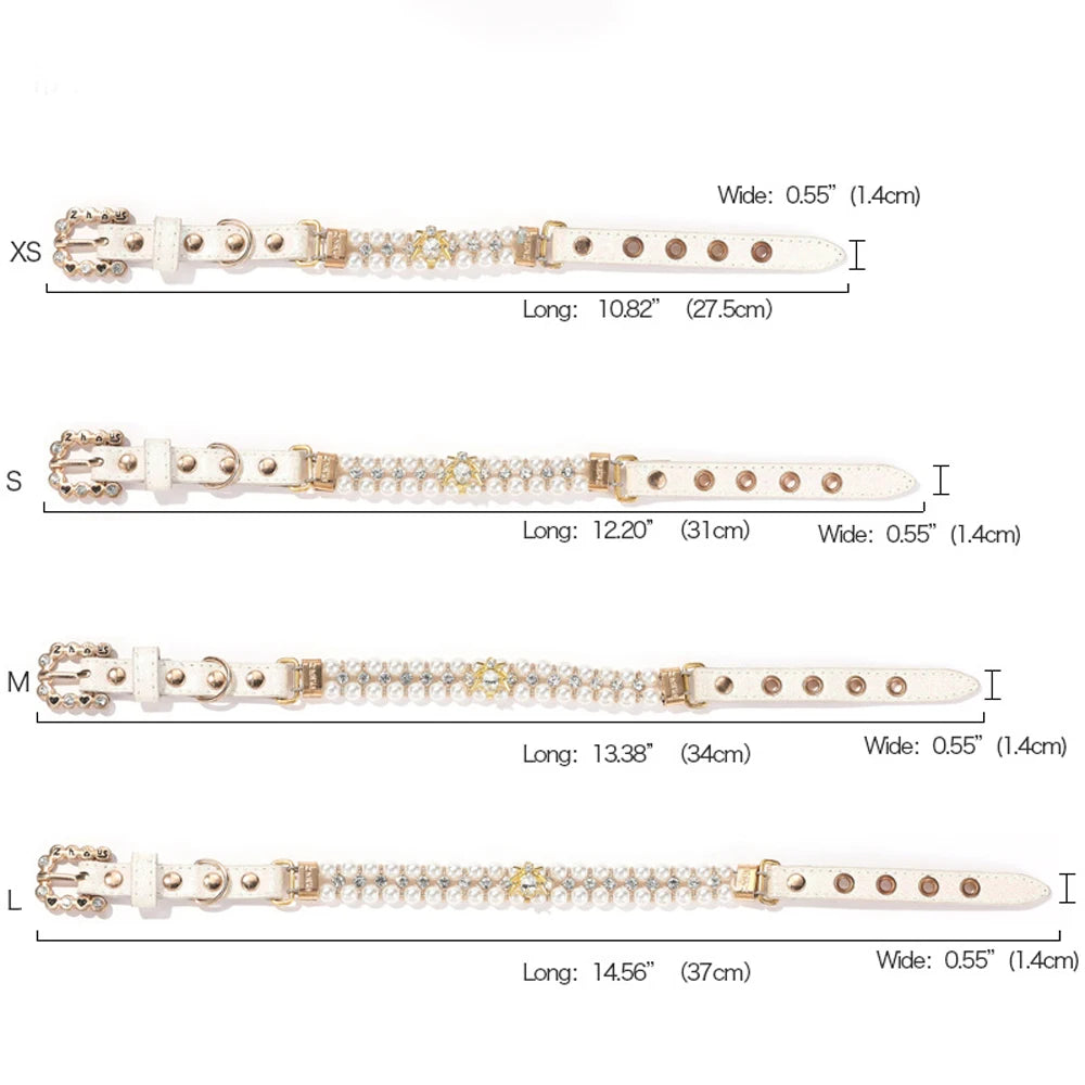 Artificial Pearl Crystal Small Dog Cat Collar Necklace Pendant Puppy Pet Collar Neck Chain