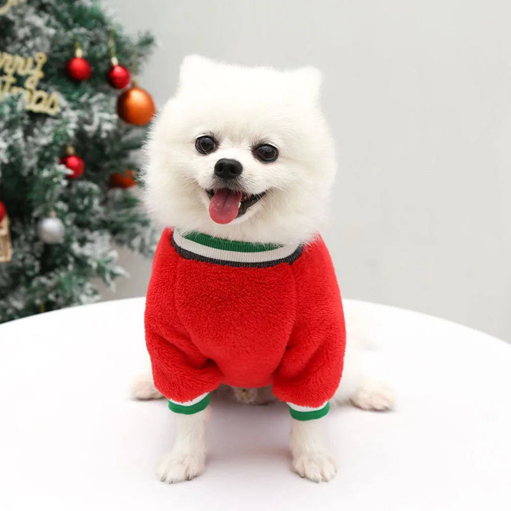 Christmas Dog Hoodies Holiday Puppy Costume Winter Pet Clothes Warm Plush Xmas Santa Elk Sweater Coat for Small Dog Cat Clothing