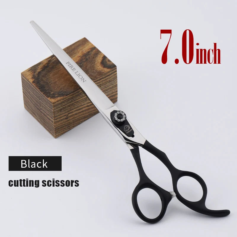 FIRELION 7.0/7.5 Inch 440c Steel Professional Dog Cutting Thinning Curved Scissors Animals Pet Grooming Scissors for Dogs