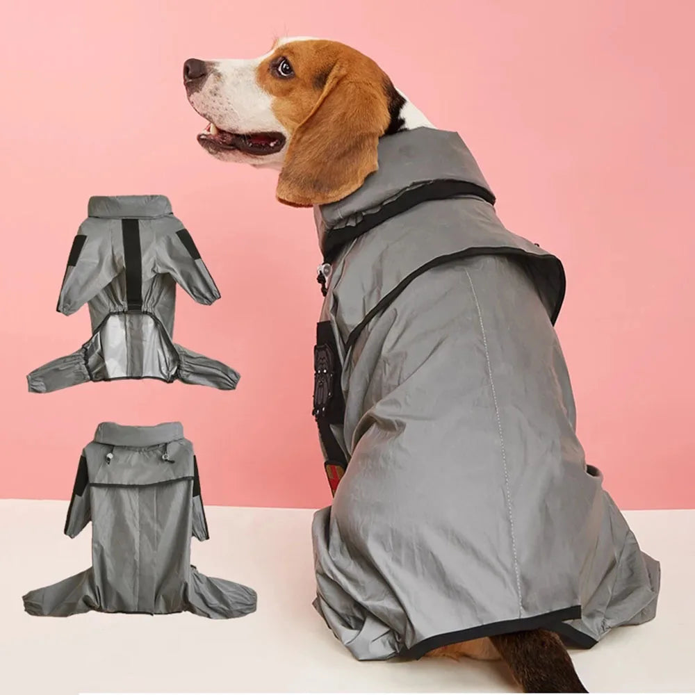 Outdoor Sunproof Dog Clothes Reflective Dog Raincoat Waterproof Windproof Dog Jacket Pet Adjustable Overall Coat Cat Clothing