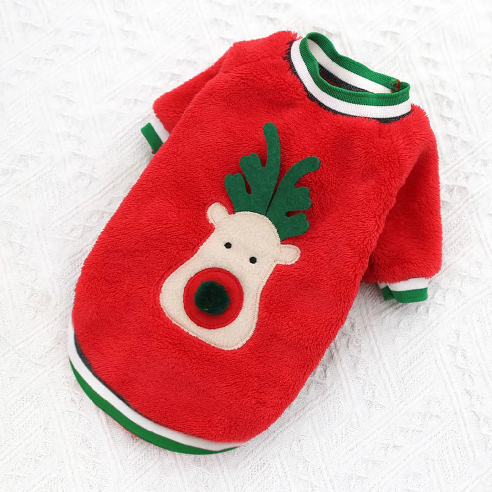 Christmas Dog Hoodies Holiday Puppy Costume Winter Pet Clothes Warm Plush Xmas Santa Elk Sweater Coat for Small Dog Cat Clothing