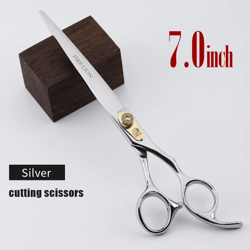 FIRELION 7.0/7.5 Inch 440c Steel Professional Dog Cutting Thinning Curved Scissors Animals Pet Grooming Scissors for Dogs