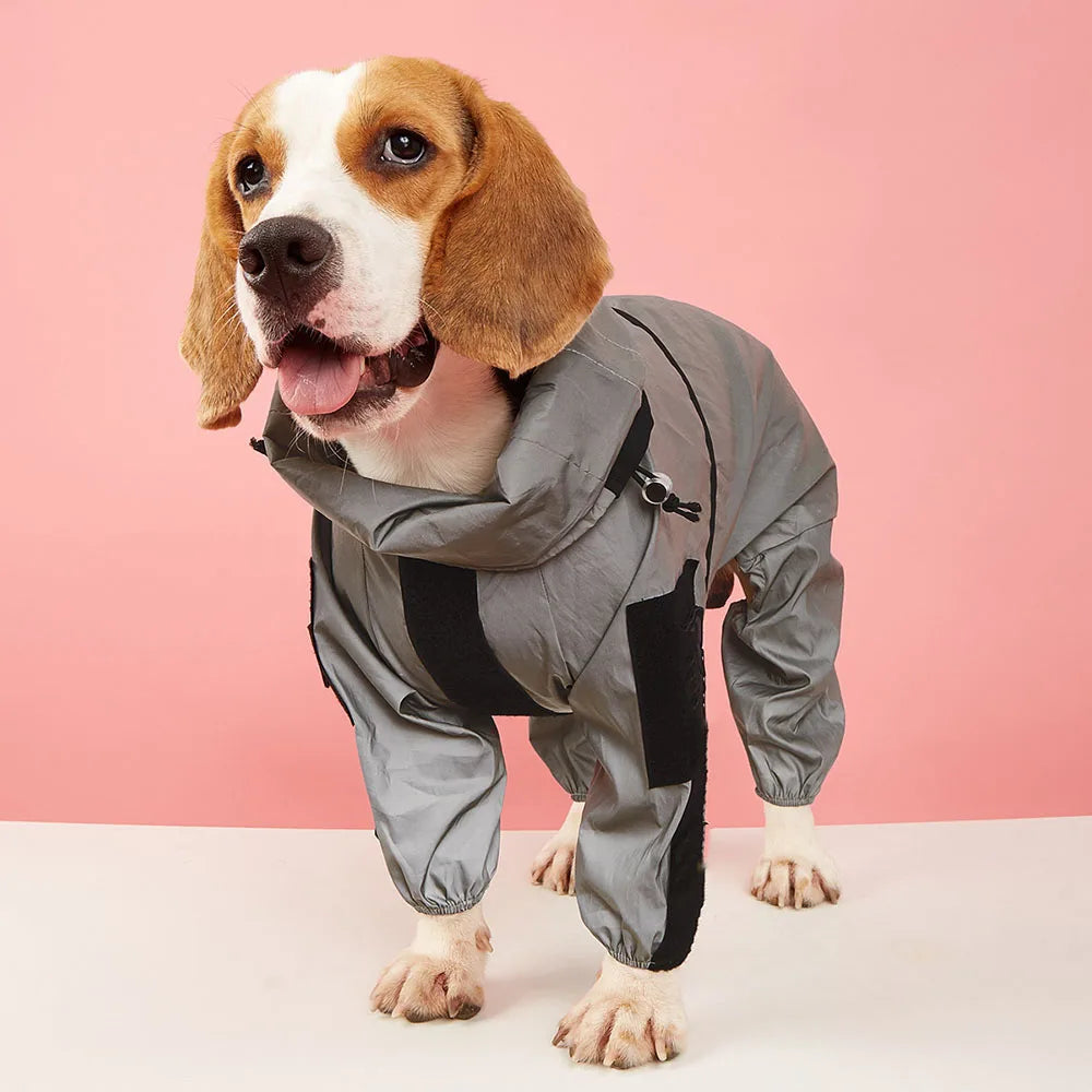 Outdoor Sunproof Dog Clothes Reflective Dog Raincoat Waterproof Windproof Dog Jacket Pet Adjustable Overall Coat Cat Clothing