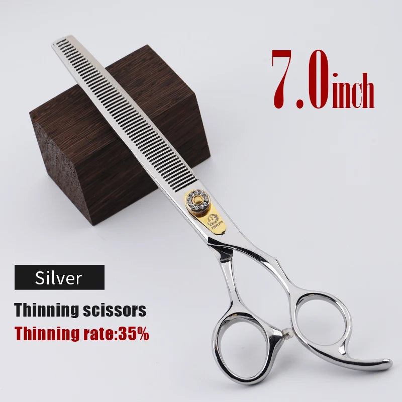 FIRELION 7.0/7.5 Inch 440c Steel Professional Dog Cutting Thinning Curved Scissors Animals Pet Grooming Scissors for Dogs
