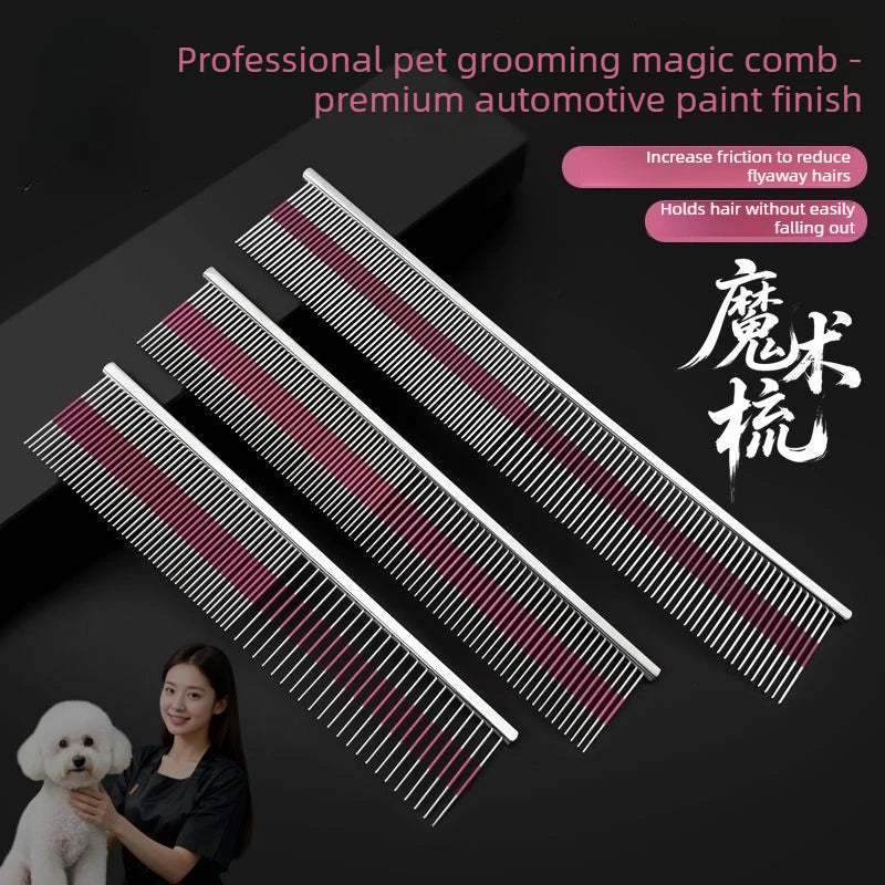 Pet Comb Purple Stripes Precision Comb for Dogs Removes Loose Hair Pet Grooming Magic Comb Dog Supplies