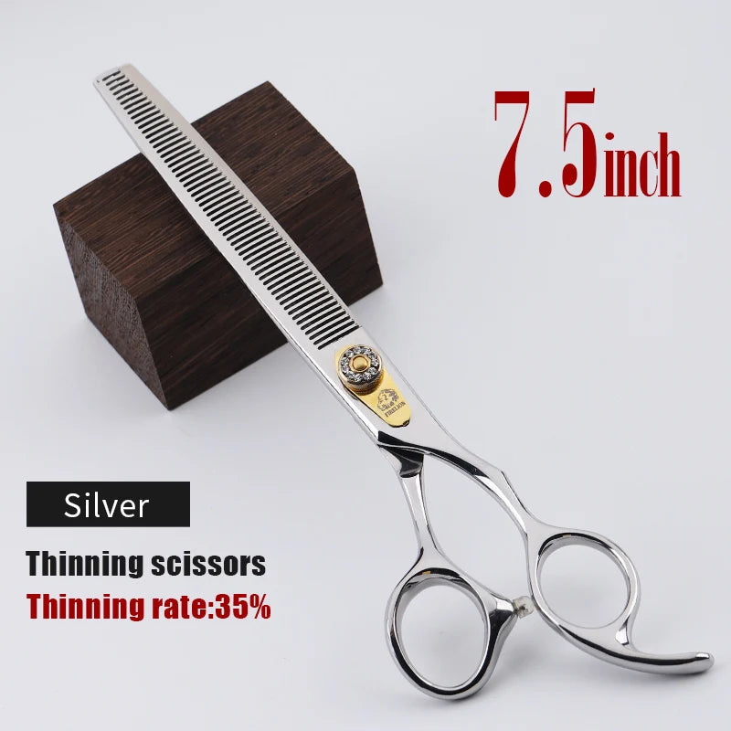 FIRELION 7.0/7.5 Inch 440c Steel Professional Dog Cutting Thinning Curved Scissors Animals Pet Grooming Scissors for Dogs