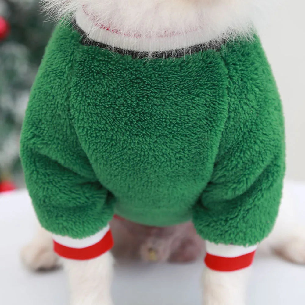 Christmas Dog Hoodies Holiday Puppy Costume Winter Pet Clothes Warm Plush Xmas Santa Elk Sweater Coat for Small Dog Cat Clothing