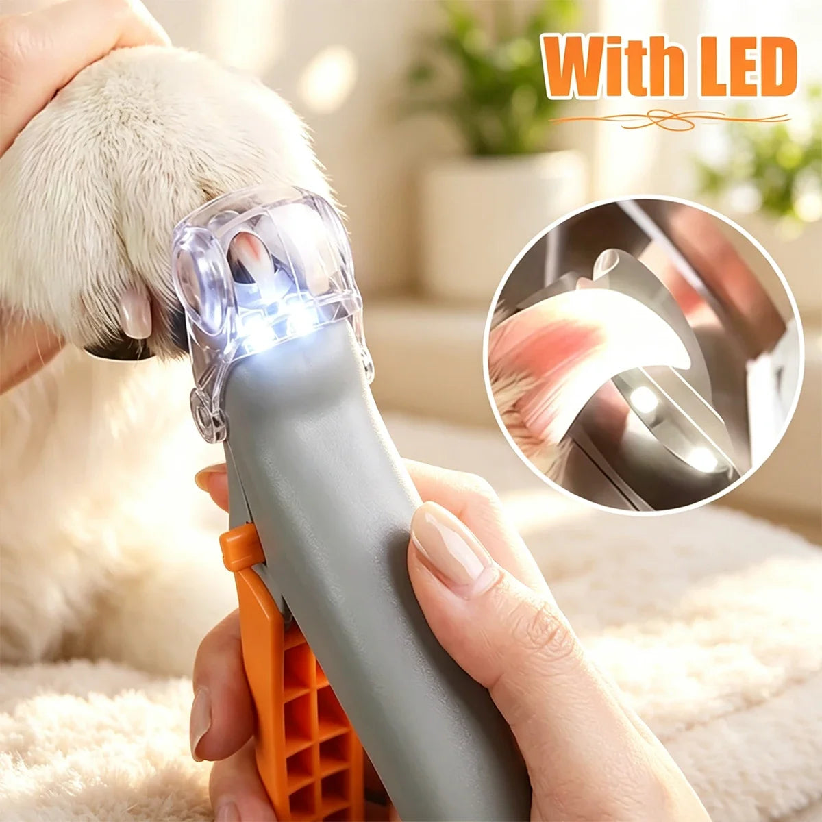 Pet Nail Clipper with LED Light & 5X Magnification, Dog & Cat Claw Trimmer, Pet Grooming Tool for Easy Pet Nail Care