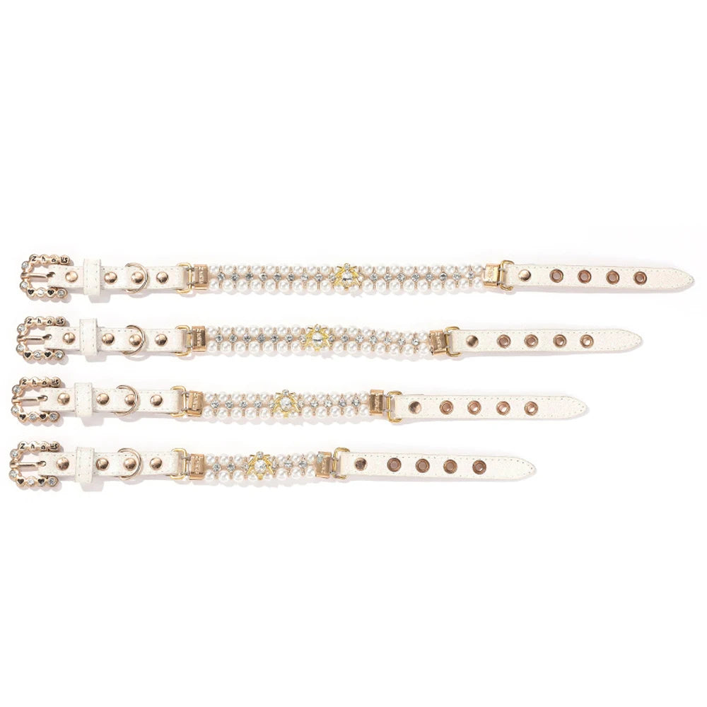 Artificial Pearl Crystal Small Dog Cat Collar Necklace Pendant Puppy Pet Collar Neck Chain