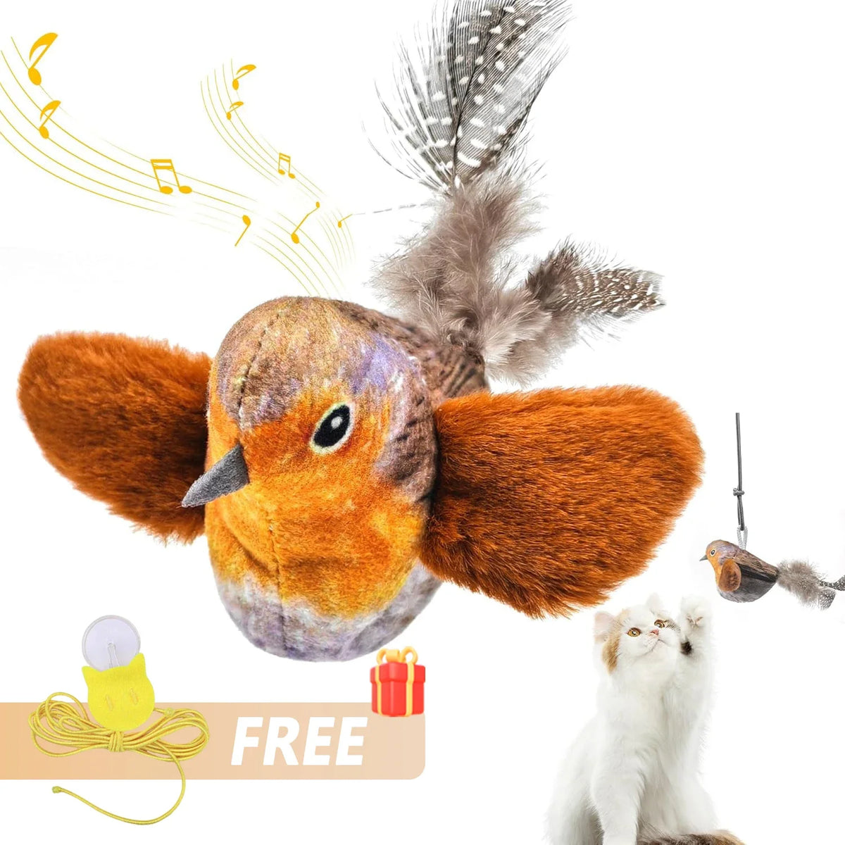 Simulation Bird Cat Toys Cats Interactive Cat Toy Realistic Bird Sound Cat Toy Plush Cat Toy Catnip Cat Toy for Cats Kitten Toy