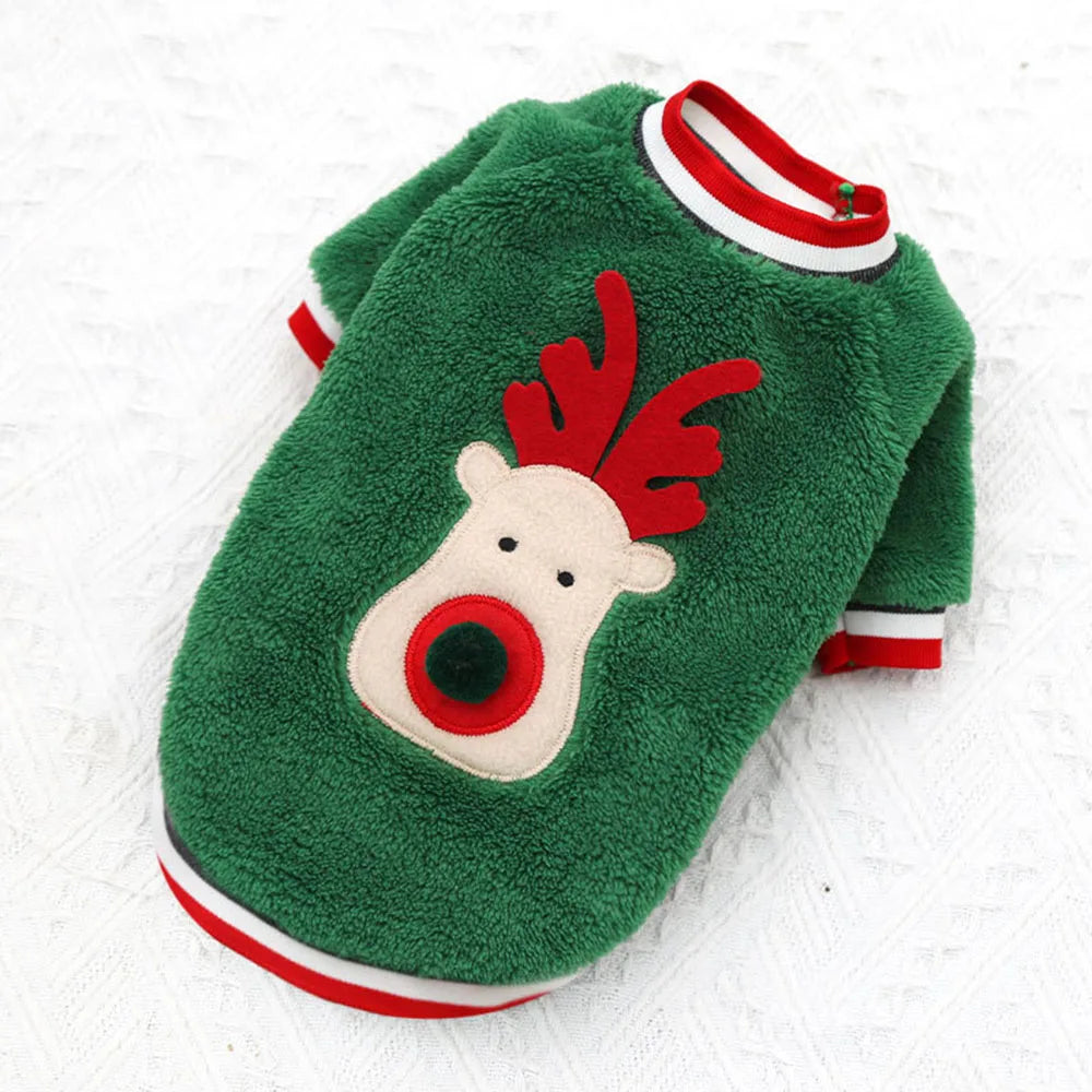 Christmas Dog Hoodies Holiday Puppy Costume Winter Pet Clothes Warm Plush Xmas Santa Elk Sweater Coat for Small Dog Cat Clothing